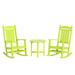 WestinTrends Malibu Classic 3 Piece Outdoor Rocking Chairs Set All Weather Poly Lumber Adirondack Rocker Bistro Set Patio Deck Porch Chairs Set of 2 with Side Table Lime