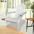 Adirondack Chair Outdoor Wooden Patio Chairs Folding Weather Resistant Lawn Chair w/Arms Modern Reclining Seating Fire Pit Chair for Deck Backyard Garden Bench Pool White