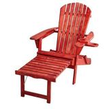 Oceanic Collection Adirondack Chaise Lounge Chair Foldable cup and glass holder built in ottoman