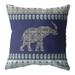 HomeRoots 412491 16 in. Navy Ornate Elephant Indoor & Outdoor Throw Pillow