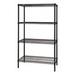 Quantum Storage WR86-1248BK 4-Shelf Black Wire Shelving Unit - 12 x 48 x 86 in.