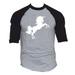 Men s White Unicorn V235 Gray/Black Raglan Baseball T-Shirt Medium