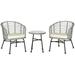 Outsunny 3pc Patio Bistro Set PE Rattan Barrel Chairs & Table Cream