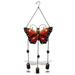 CoTa Global Red Butterfly Wind Chime - Handmade Glass & Metal Chime - Wild Life Hanging Decor - Colorful Home Decor Gift Indoor & Outdoor Hanging Decoration For Porch Patio & Garden - 25.4 Inches