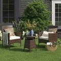 Barton 3 Pieces Outdoor Patio Set 2-Person Seating Group Porch Lawn Poolside with Table Beige