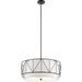 4 Light Contemporary Geometric Cage Drum Pendant Light Fixture with Satin Etched Glass-Black Finish Bailey Street Home 147-Bel-4187457