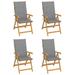 Garden Chairs 4 pcs with Gray Cushions Solid Teak Wood