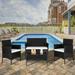 4 Piece Wicker Patio Furniture PE Rattan Outdoor Furniture Sets Lawn Conversation Set with Coffee Table and Cushions Outdoor Sectional Furniture Set for Garden Deck Backyard JA1477