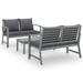 Dcenta 3 Piece Patio Lounge Set with Cushions 2 Benches and Table Conversation Set Acacia Wood Gray Outdoor Sectional Sofa Set for Garden Balcony Yard Lawn Deck