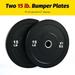 Preenex 15lb Bumper Plate Set 2 Olympic Weight Plates for Strength Training More 2 Pack