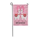 KDAGR Colorful Valentine Day Featuring Cute Llama Couple Pink Cartoon Garden Flag Decorative Flag House Banner 28x40 inch