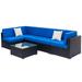 EasingRoom 7 Pieces Outdoor Patio Conversation Furniture Set Sectional Black PE Rattan Wicker Sofa Furniture Set