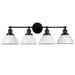 Design House 589051-BLK Savannah Farmhouse 4-Light Indoor Bathroom Vanity Light Dimmable White Metal Shade for Over the Mirror Matte Black