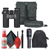 Swarovski 10x30 CL Companion Binocular (Anthracite Northern Lights Accessories Package) + Padded Backpack + Flashlight + 6Ave Cleaning Kit