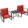 Calla 3-Piece Patio Furniture Set â€“ 2 Fantastic And Sturdy Chairs With A Coffee Table - Red