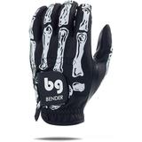 Bender Gloves Mesh Golf Gloves for Men Cabretta Leather Worn on Left Hand (Black Bones Medium)