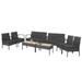 Patiojoy Patio Rattan 8PCS Cushioned Chair Side Table Set Bistro Set Classic Furniture Single Sofa Thick Cushion Loveseat for Garden Black