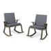 Christopher Knight Home Champlain Outdoor Acacia Wood Rocking Chair with Water-Resistant Cushions (Set of 2) by Grey Finish + Dark Grey Cushion