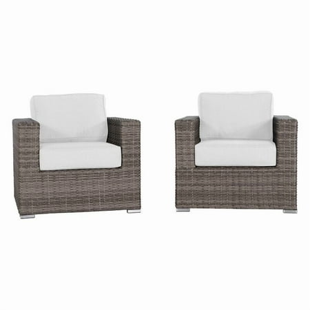 Living Source International Wicker/Rattan Club Patio Chair with Cushions in Gray