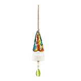 Evergreen Glass Gnome Bell Chime Blue
