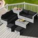 Gymax 8PCS Rattan Patio Space-Saving Furniture Set w/ Waterproof Cover & Black Cushions