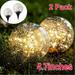 HESHENG Solar Garden Lights Ball 2-Pack 4.7 Cracked Glass Ball Lights for Garden Party Path Decking Disk Ground Lights