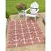 Unique Loom Ahoy Indoor/Outdoor Coastal Rug Rust Red/Ivory 3 3 x 5 3 Rectangle Solid Print Beach/Nautical Perfect For Patio Deck Garage Entryway