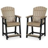 Signature Design by Ashley Contemporary Fairen Trail Outdoor Counter Height Bar Stool (Set of 2) Black/Driftwood