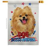 Breeze Decor Patriotic Pomeranian Animals Dog 28 x 40 in. Double-Sided Decorative Vertical House Flag for Decoration Banner Garden Yard Gift