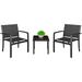 Devoko 3 Pieces Patio Furniture Set Textilene Bistro Set Outdoor Patio Conversation Set Modern Porch Furniture Lawn Chairs with Coffee Table Black