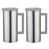 2 Pc Steel Large Capacity Water Grey Beverage Ice Tea Jug