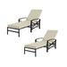 Home Square 2 Piece Metal Patio Chaise Lounge Set in Oatmeal and Brown