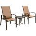 Gymax Brown 3PCS Outdoor Bistro Set Patio Conversation Set w/ Adjustable Backrest