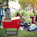 SEGMART Rolling Cooler Cart 80 Quart Ice Chest for Outdoor Patio Deck Party Portable Party Bar Cold Drink Beverage Cart Tub Backyard Cooler Trolley on Wheels with Shelf Bottle Opener - Red B4736