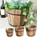 Cheer.US Small Wooden Bucket Barrel Planters â€“ Rustic Flower Planters Pots Boxes Container with Drainage Holes for Indoor Home Decor Small Plants Brown