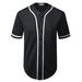 Allsense Men s Basic Sport Outline Baseball Jersey Classic Short Sleeve Shirt Black 3XL