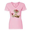 Inktastic Baseball Teddy Bear Women s V-Neck T-Shirt