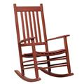 Outsunny Outdoor Rocking Chair Patio Wooden Rocking Chair with Smooth Armrests High Back for Garden Balcony Porch Supports Up to 352 lbs. Wine Red