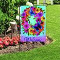 Welcome Garden Flag Butterfly Flowers Sunflower Daisy House Flag Garden Banner 12 x18 Double Sided Yard Flag Summer Flowers Spring Butterfly Garden Flags for Anniversary Yard Outdoor Decoration
