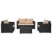 Palms Black 4-Piece Wicker Contemporary Sofa Set with Cushions