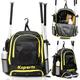 Ksports Baseball Bag Black/Yellow Backpack for Baseball T-Ball & Softball Equipment & Gear for Youth and Adults - Holds Bats Helmet Gloves Gear - Shoe Compartment & Fence Hook