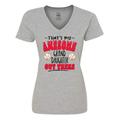 Inktastic That s My Awesome Granddaughter Out There with Baseballs Women s V-Neck T-Shirt