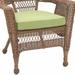 Honey Wicker Chair with Green Cushion