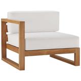 Lounge Chair White Natural Teak Wood Fabric Modern Contemporary Outdoor Patio Balcony Cafe Bistro Garden Furniture Hotel Hospitality