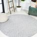 Portmany Neutral Diamond Trellis Light Gray 5 Round Indoor/Outdoor Area Rug