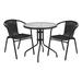 Bowery Hill 2 Piece Rattan/Glass Round Patio Dining Set in Black