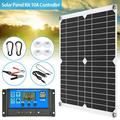 ODOMY Solar Panel Kit 130/260W Solar Charger with Dual USB Ports IP65 Waterproof 12/24V Battery Power Bank Charger Board Durable Solar Cell Phone Charging Panel for Camping Hiking