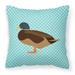 Silver Bantam Duck Blue Check Fabric Decorative Pillow