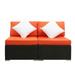 EXCITED WORK 2 Pcs Patio Sofa PE Rattan Outdoor Wicker (Orange) Patio Conversation Set