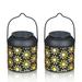 Tomshine Solar Lantern Outdoor Hanging Light Retro Metal Decorative Light Hollowed Out Flower Pattern Garden Landscape for Table Pathway Party Yard 2pack